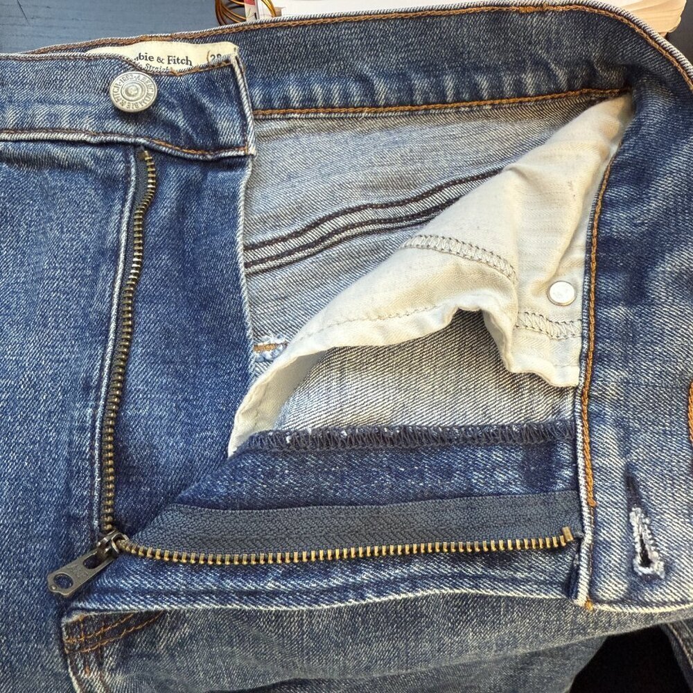 Abercrombie & Fitch Ankle Straight Ultra High Rise Denim Jean Women's 28 6S Blue - Picture 10 of 12